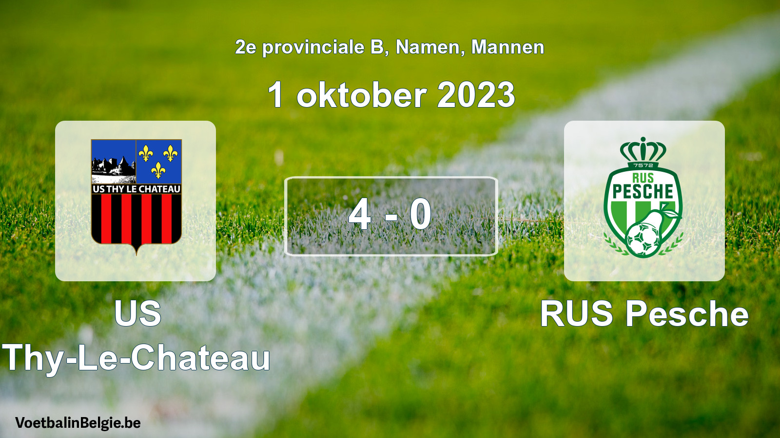 Gespeelde wedstrijd mannenvoetbal: US Thy-Le-Chateau - RUS Pesche 4 - 0 (1 oktober 2023)