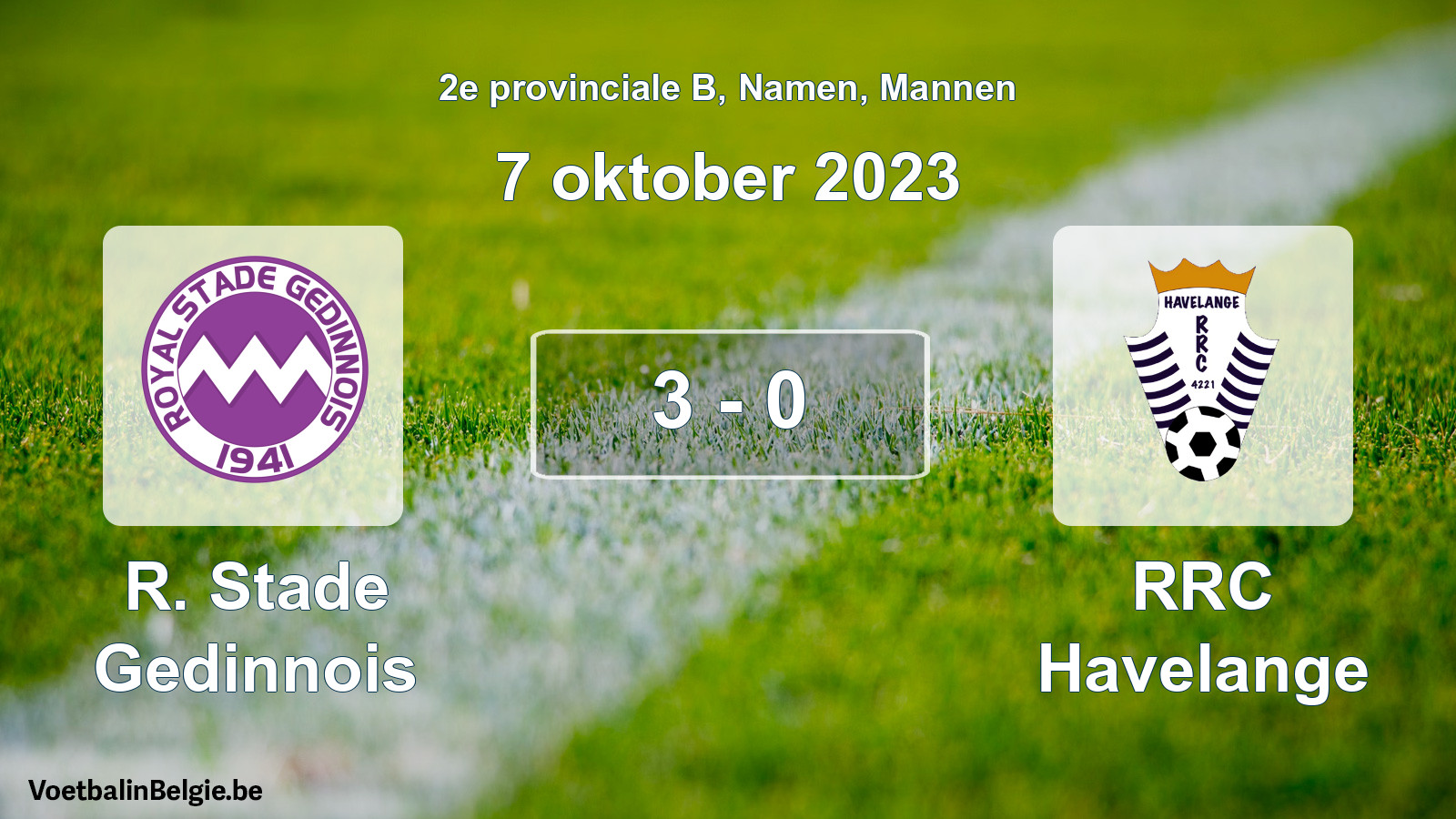 Gespeelde wedstrijd mannenvoetbal: R. Stade Gedinnois - RRC Havelange 3 - 0 (7 oktober 2023)