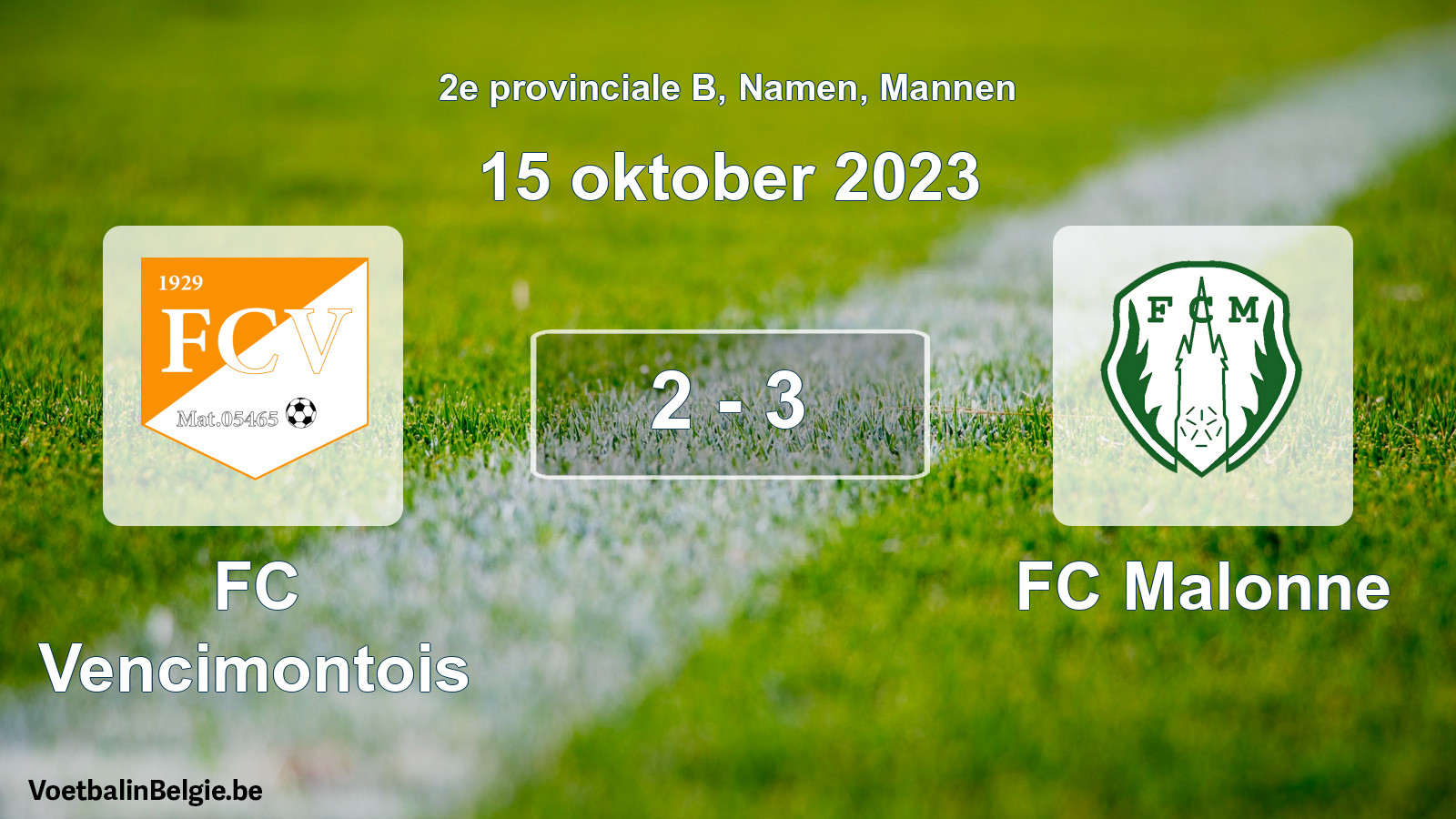 Gespeelde wedstrijd mannenvoetbal: FC Vencimontois - FC Malonne 2 - 3 (15 oktober 2023)