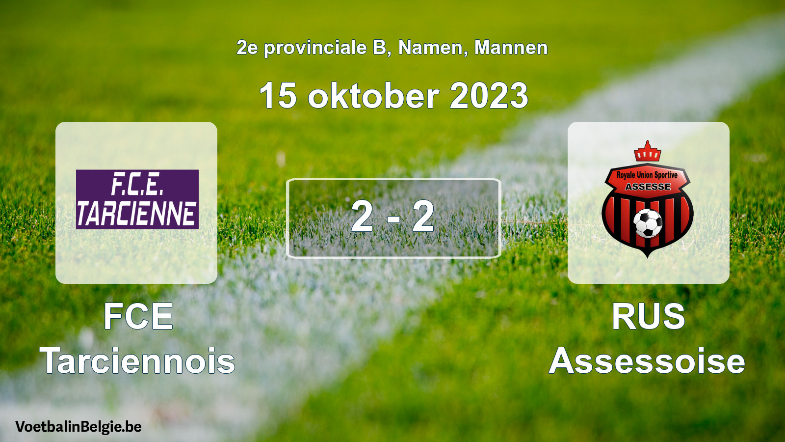 Gespeelde wedstrijd mannenvoetbal: FCE Tarciennois - RUS Assessoise 2 - 2 (15 oktober 2023)
