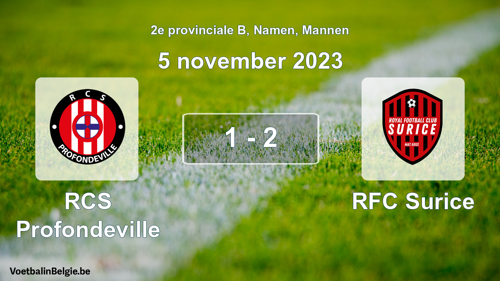 Gespeelde wedstrijd mannenvoetbal: RCS Profondeville - RFC Surice 1 - 2 (5 november 2023)