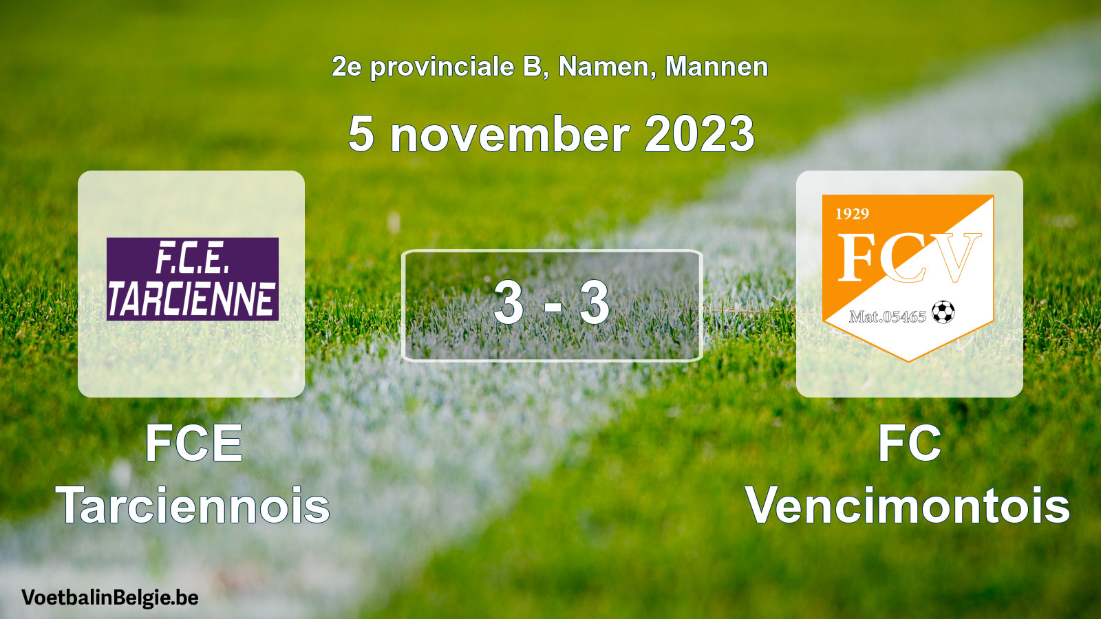 Played match men football: FCE Tarciennois - FC Vencimontois 3 - 3 (5 November 2023)