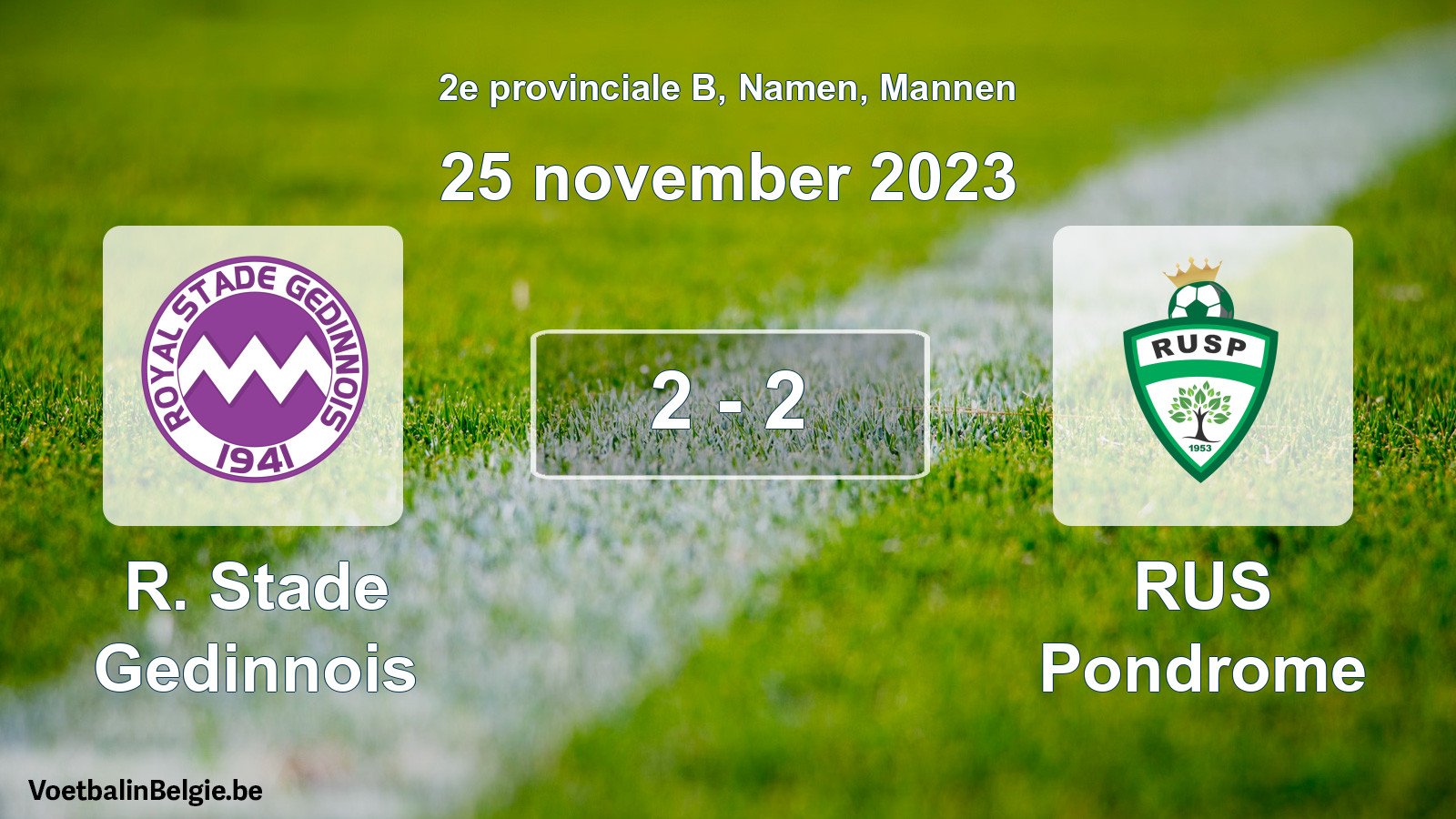 Gespeelde wedstrijd mannenvoetbal: R. Stade Gedinnois - RUS Pondrome 2 - 2 (25 november 2023)