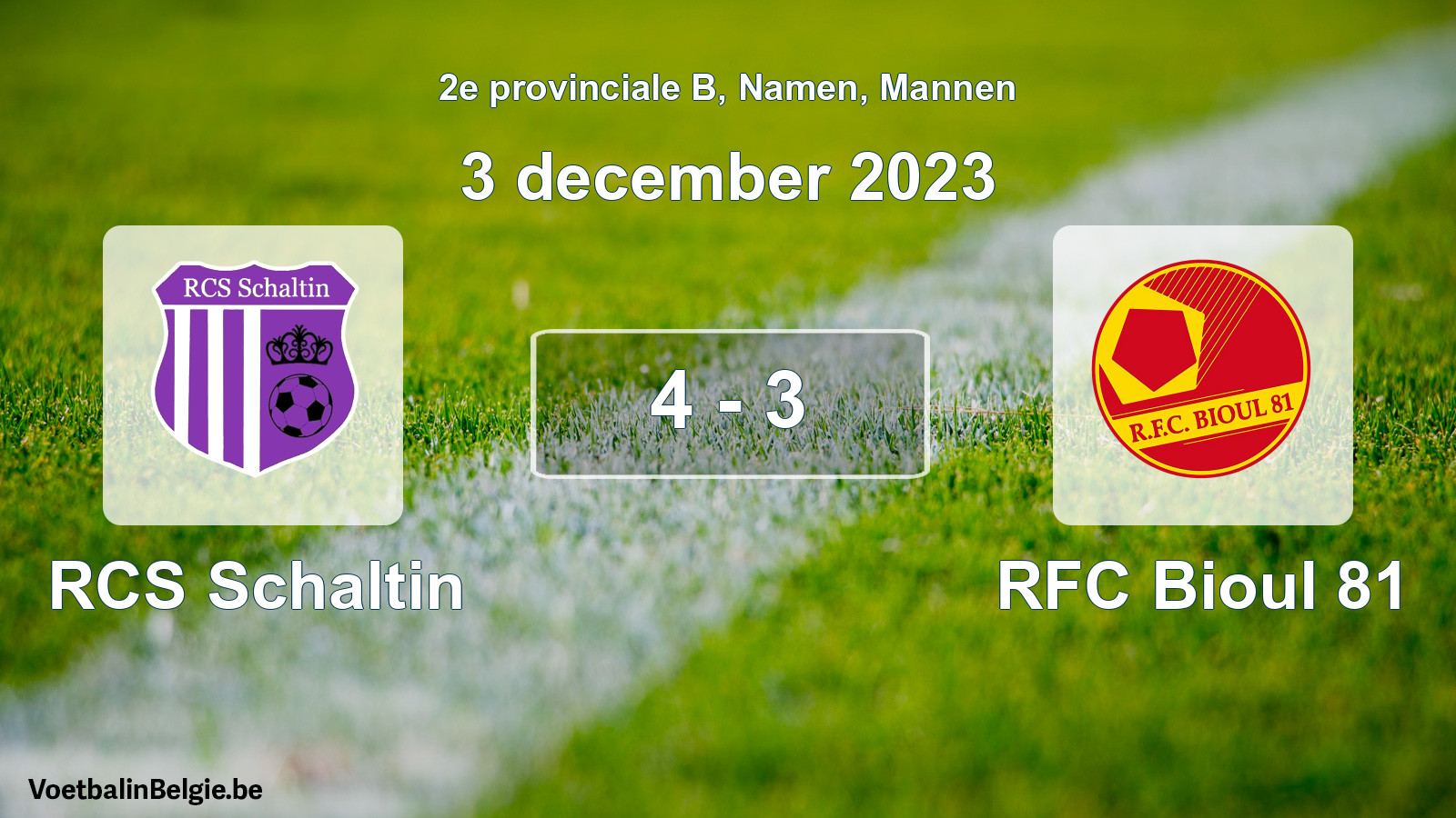 Gespeelde wedstrijd mannenvoetbal: RCS Schaltin - RFC Bioul 81 4 - 3 (3 december 2023)