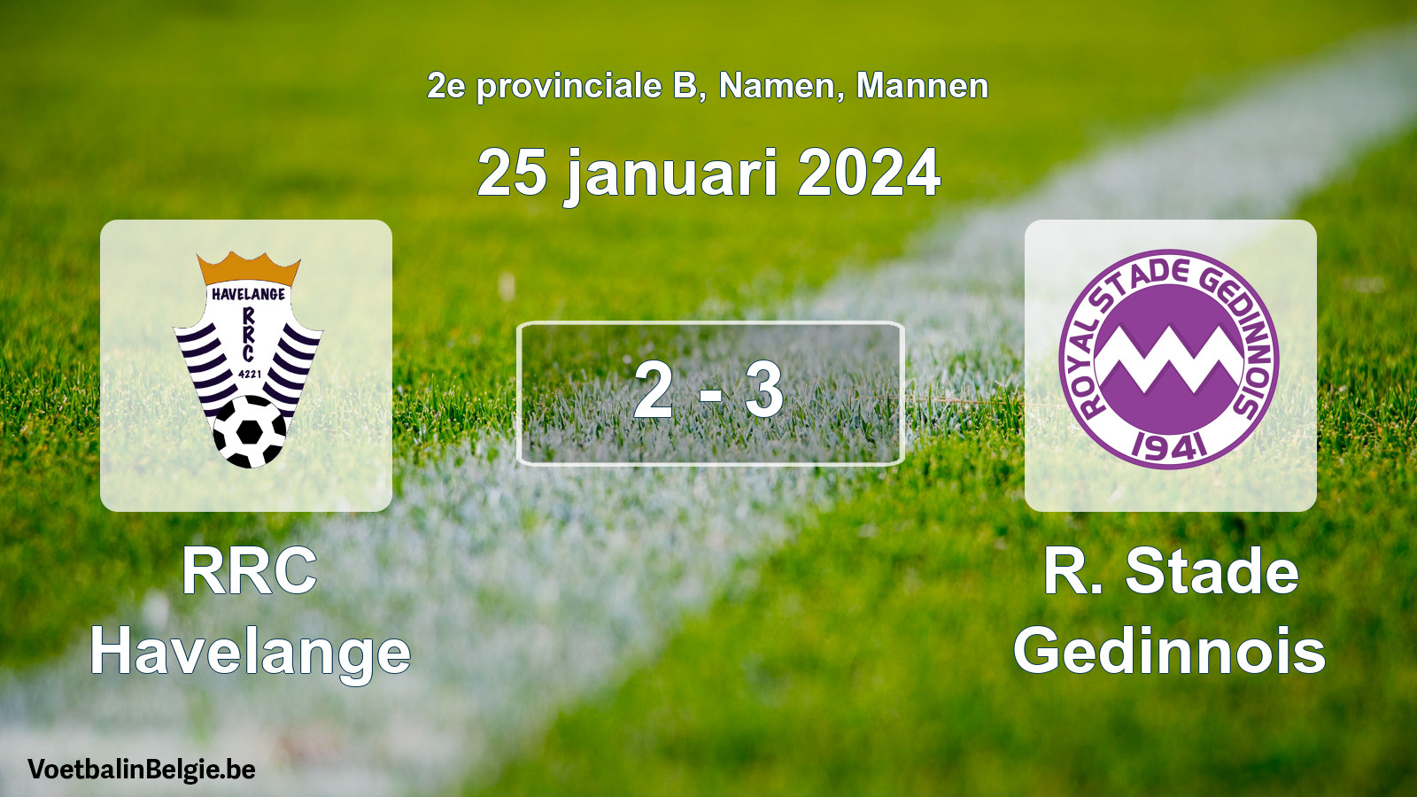 Gespeelde wedstrijd mannenvoetbal: RRC Havelange - R. Stade Gedinnois 2 - 3 (25 januari 2024)