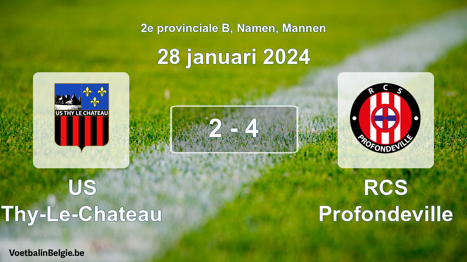 Gespeelde wedstrijd mannenvoetbal: US Thy-Le-Chateau - RCS Profondeville 2 - 4 (28 januari 2024)