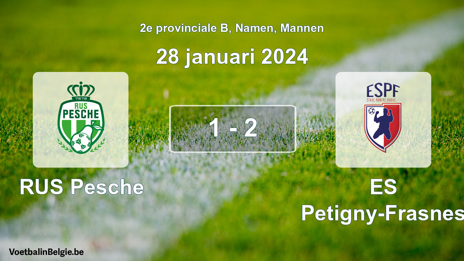 Gespeelde wedstrijd mannenvoetbal: RUS Pesche - ES Petigny-Frasnes 1 - 2 (28 januari 2024)