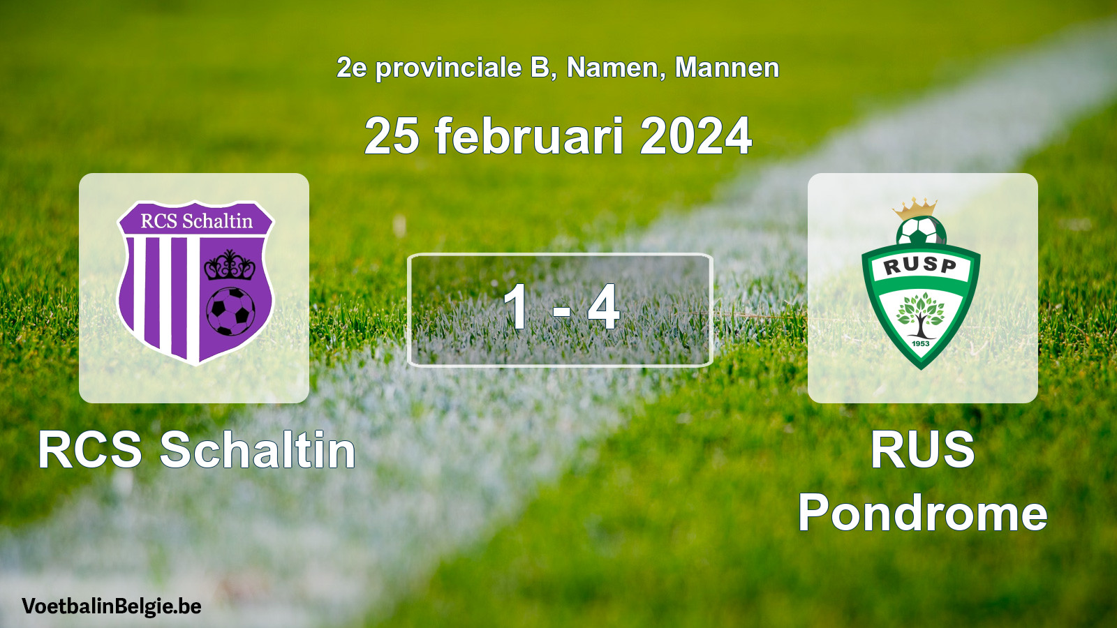Gespeelde wedstrijd mannenvoetbal: RCS Schaltin - RUS Pondrome 1 - 4 (25 februari 2024)