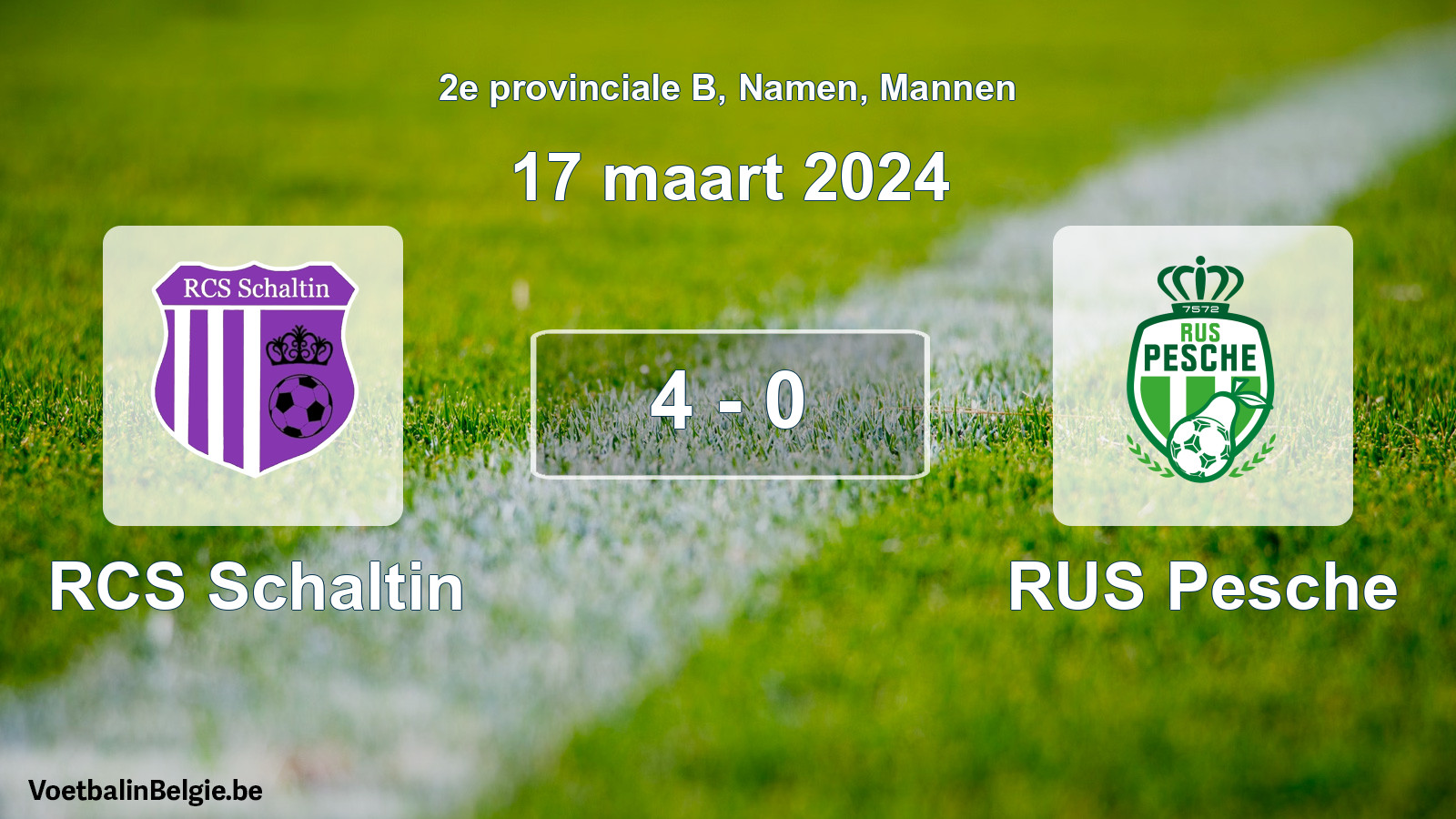 Gespeelde wedstrijd mannenvoetbal: RCS Schaltin - RUS Pesche 4 - 0 (17 maart 2024)