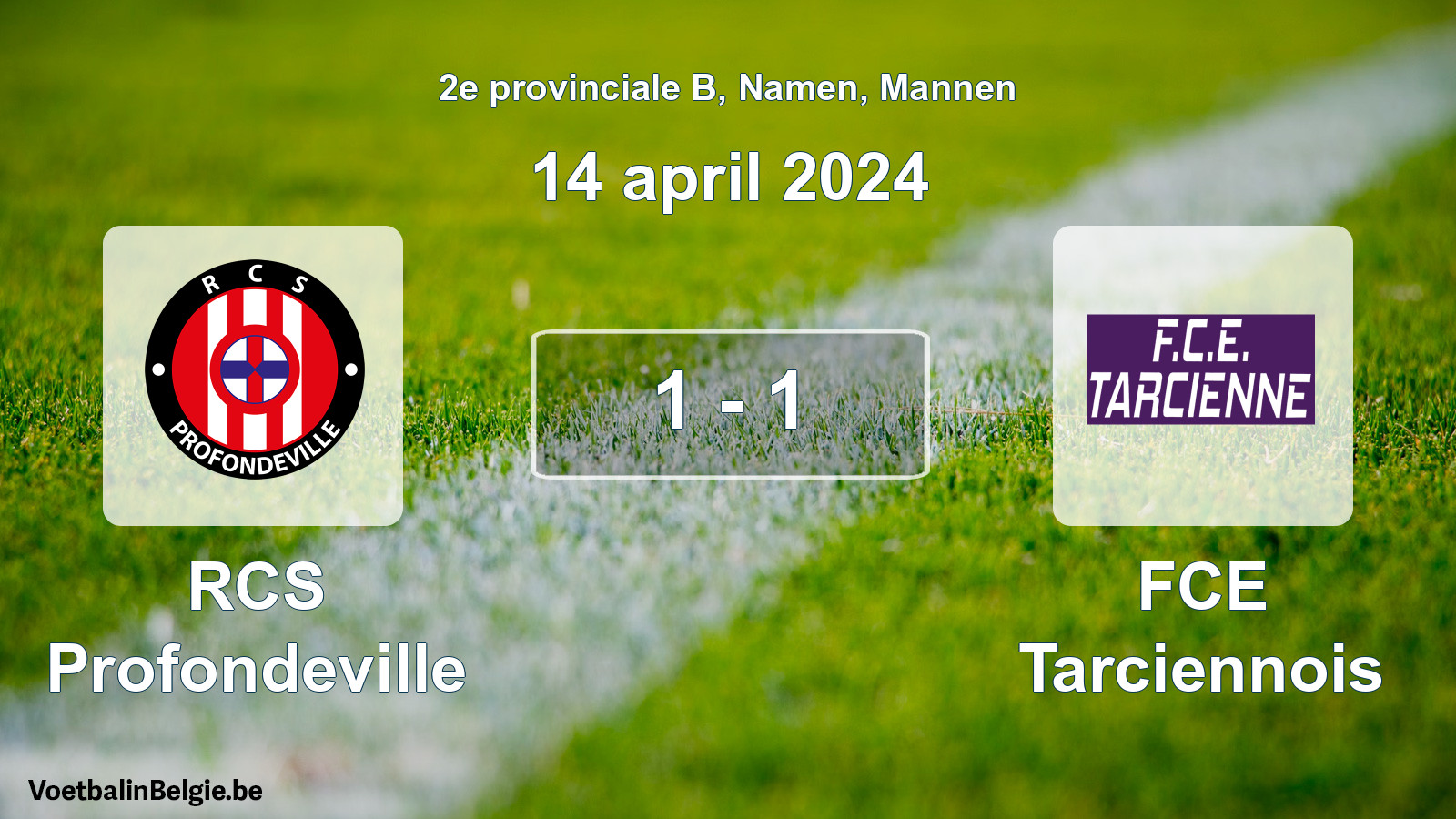 Gespeelde wedstrijd mannenvoetbal: RCS Profondeville - FCE Tarciennois 1 - 1 (14 april 2024)