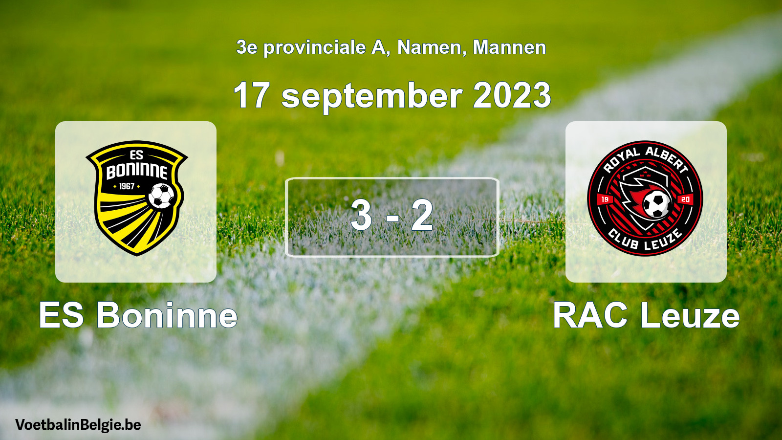 Gespeelde wedstrijd mannenvoetbal: ES Boninne - RAC Leuze 3 - 2 (17 september 2023)