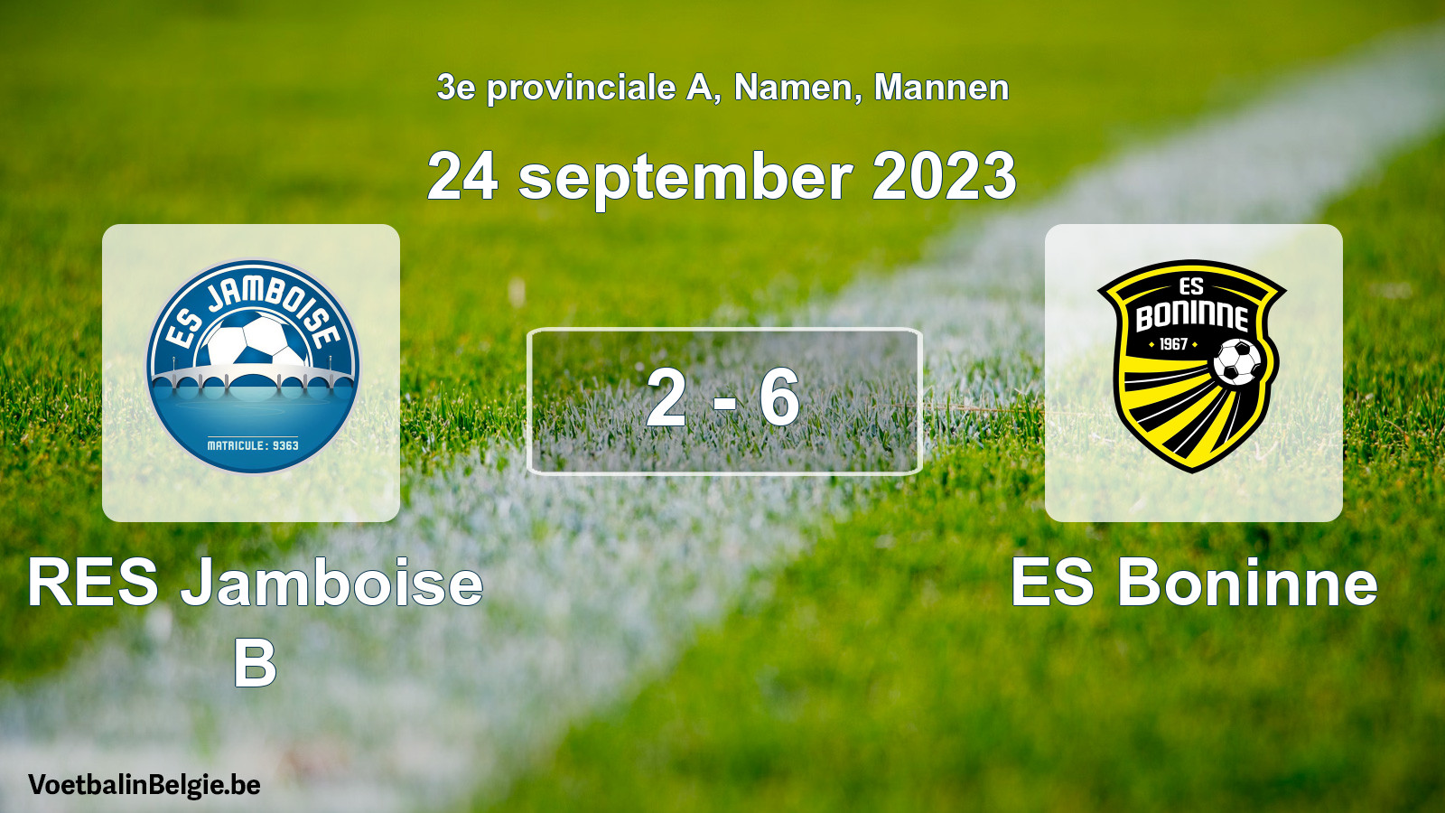 Gespeelde wedstrijd mannenvoetbal: RES Jamboise B - ES Boninne 2 - 6 (24 september 2023)