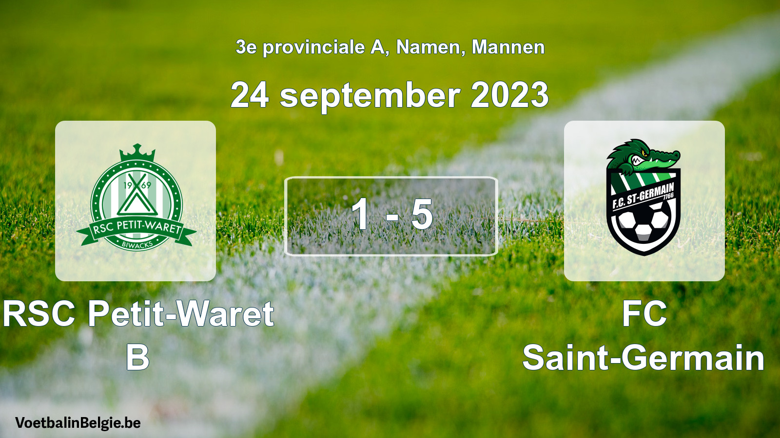Gespeelde wedstrijd mannenvoetbal: RSC Petit-Waret B - FC Saint-Germain 1 - 5 (24 september 2023)