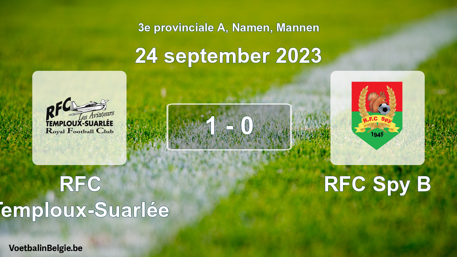 Gespeelde wedstrijd mannenvoetbal: RFC Temploux-Suarlée - RFC Spy B 1 - 0 (24 september 2023)