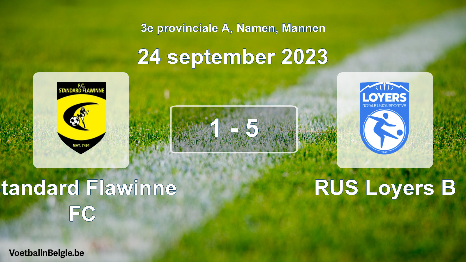 Gespeelde wedstrijd mannenvoetbal: Standard Flawinne FC - RUS Loyers B 1 - 5 (24 september 2023)