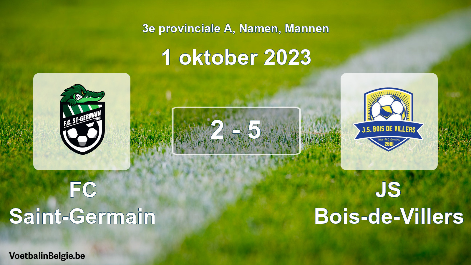 Gespeelde wedstrijd mannenvoetbal: FC Saint-Germain - JS Bois-de-Villers 2 - 5 (1 oktober 2023)
