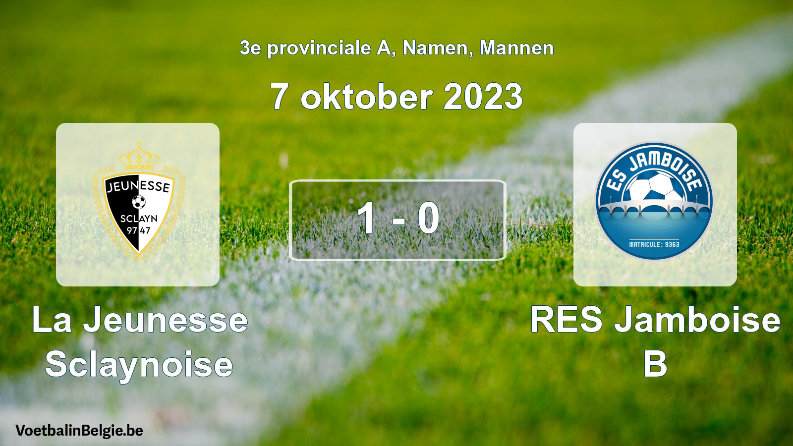 Gespeelde wedstrijd mannenvoetbal: La Jeunesse Sclaynoise - RES Jamboise B 1 - 0 (7 oktober 2023)