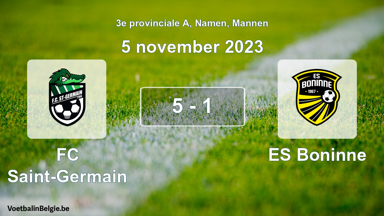 Gespeelde wedstrijd mannenvoetbal: FC Saint-Germain - ES Boninne 5 - 1 (5 november 2023)