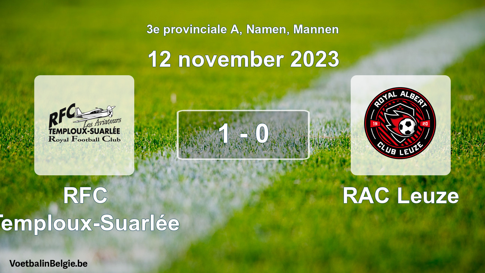 Gespeelde wedstrijd mannenvoetbal: RFC Temploux-Suarlée - RAC Leuze 1 - 0 (12 november 2023)