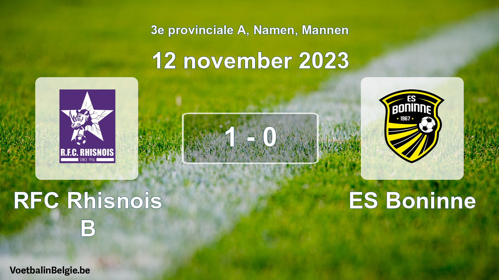 Gespeelde wedstrijd mannenvoetbal: RFC Rhisnois B - ES Boninne 1 - 0 (12 november 2023)