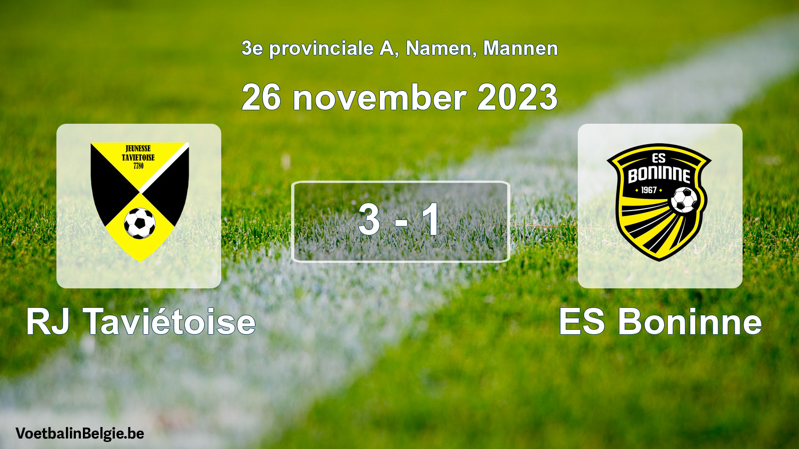 Gespeelde wedstrijd mannenvoetbal: RJ Taviétoise - ES Boninne 3 - 1 (26 november 2023)