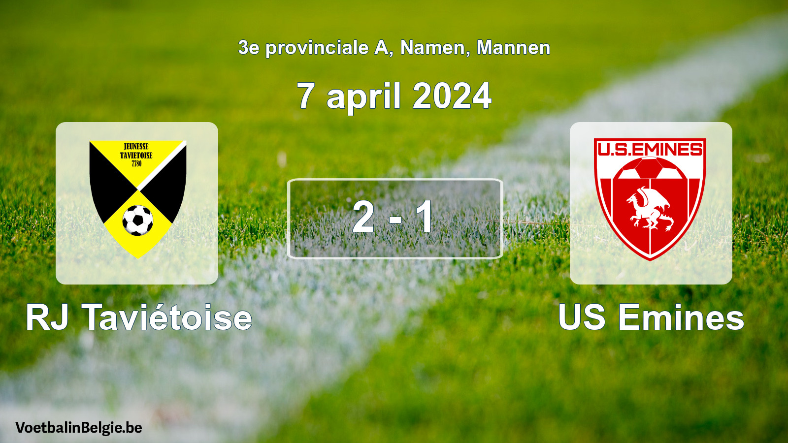 Gespeelde wedstrijd mannenvoetbal: RJ Taviétoise - US Emines 2 - 1 (7 april 2024)