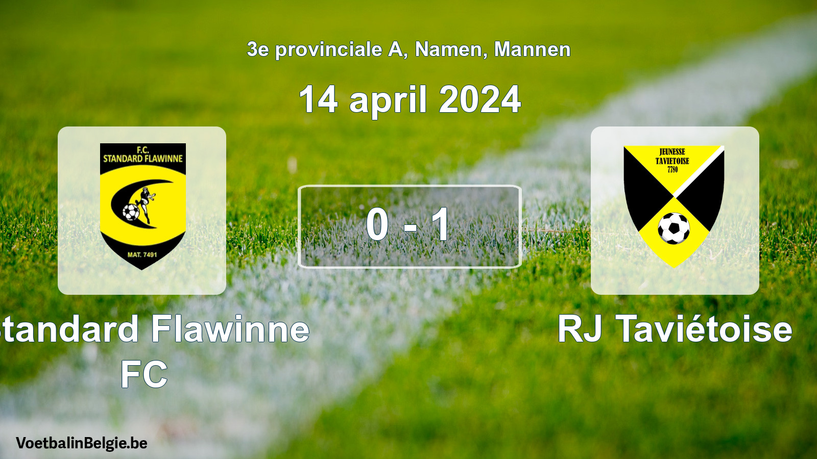 Gespeelde wedstrijd mannenvoetbal: Standard Flawinne FC - RJ Taviétoise 0 - 1 (14 april 2024)