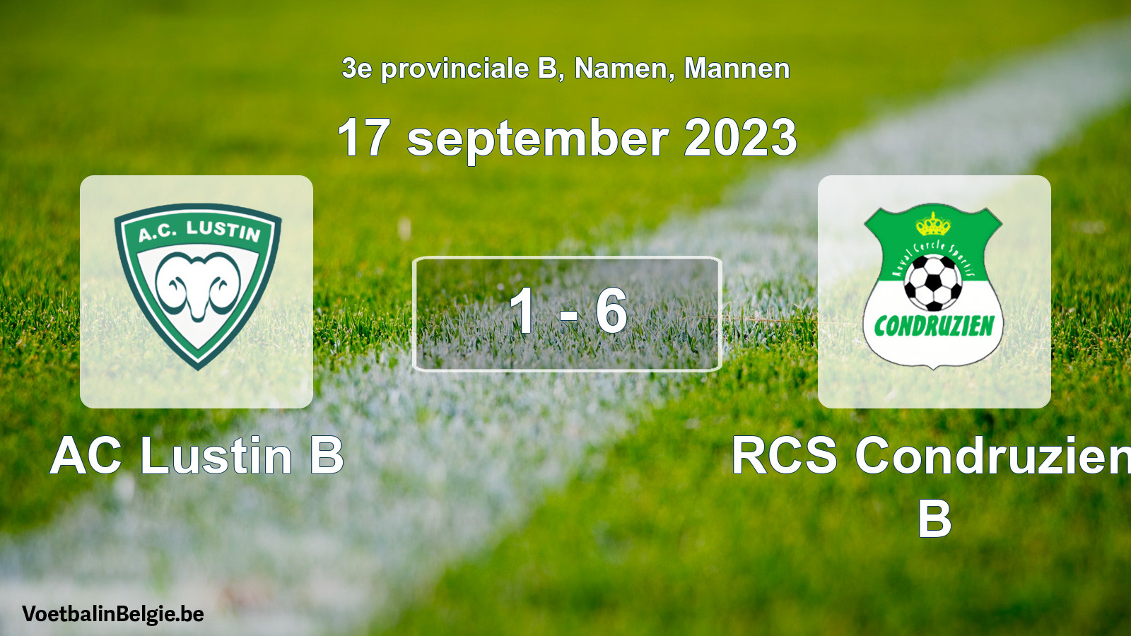Gespeelde wedstrijd mannenvoetbal: AC Lustin B - RCS Condruzien B 1 - 6 (17 september 2023)