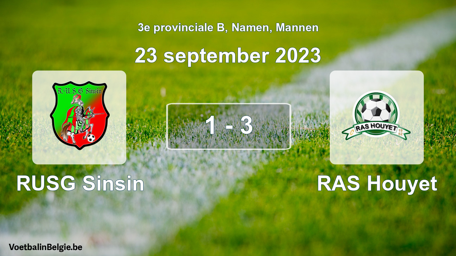 Gespeelde wedstrijd mannenvoetbal: RUSG Sinsin - RAS Houyet 1 - 3 (23 september 2023)