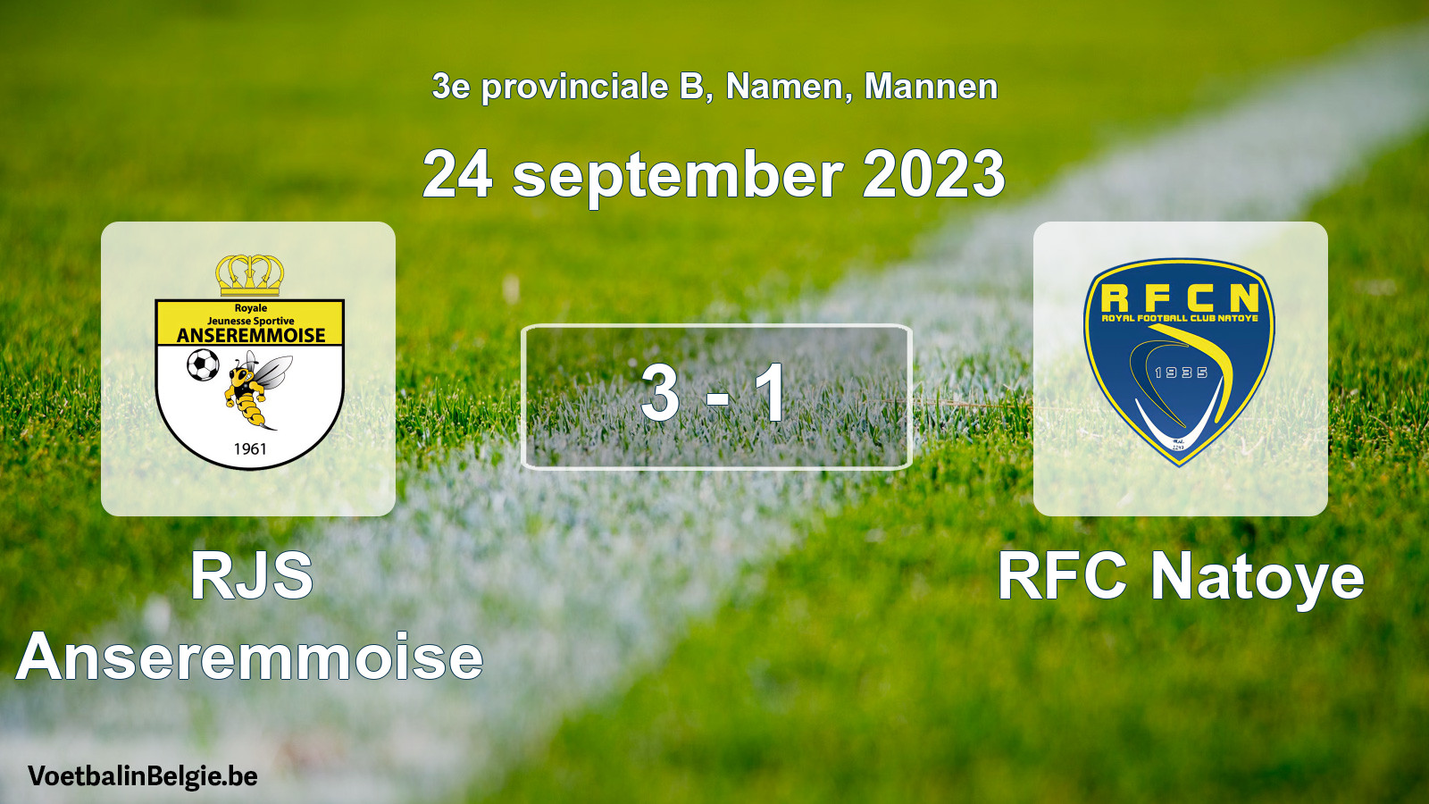 Gespeelde wedstrijd mannenvoetbal: RJS Anseremmoise - RFC Natoye 3 - 1 (24 september 2023)
