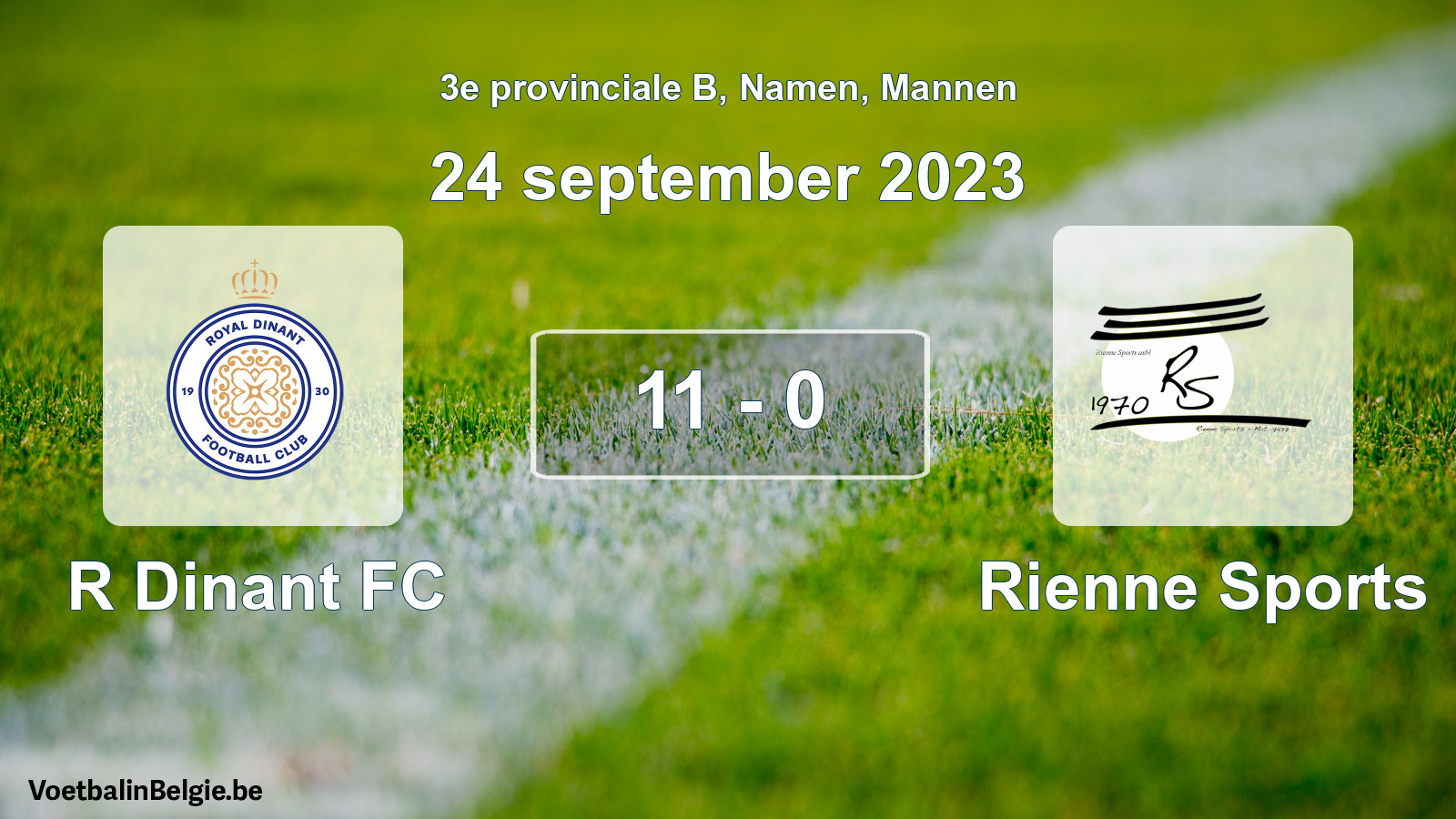 Gespeelde wedstrijd mannenvoetbal: R Dinant FC - Rienne Sports 11 - 0 (24 september 2023)
