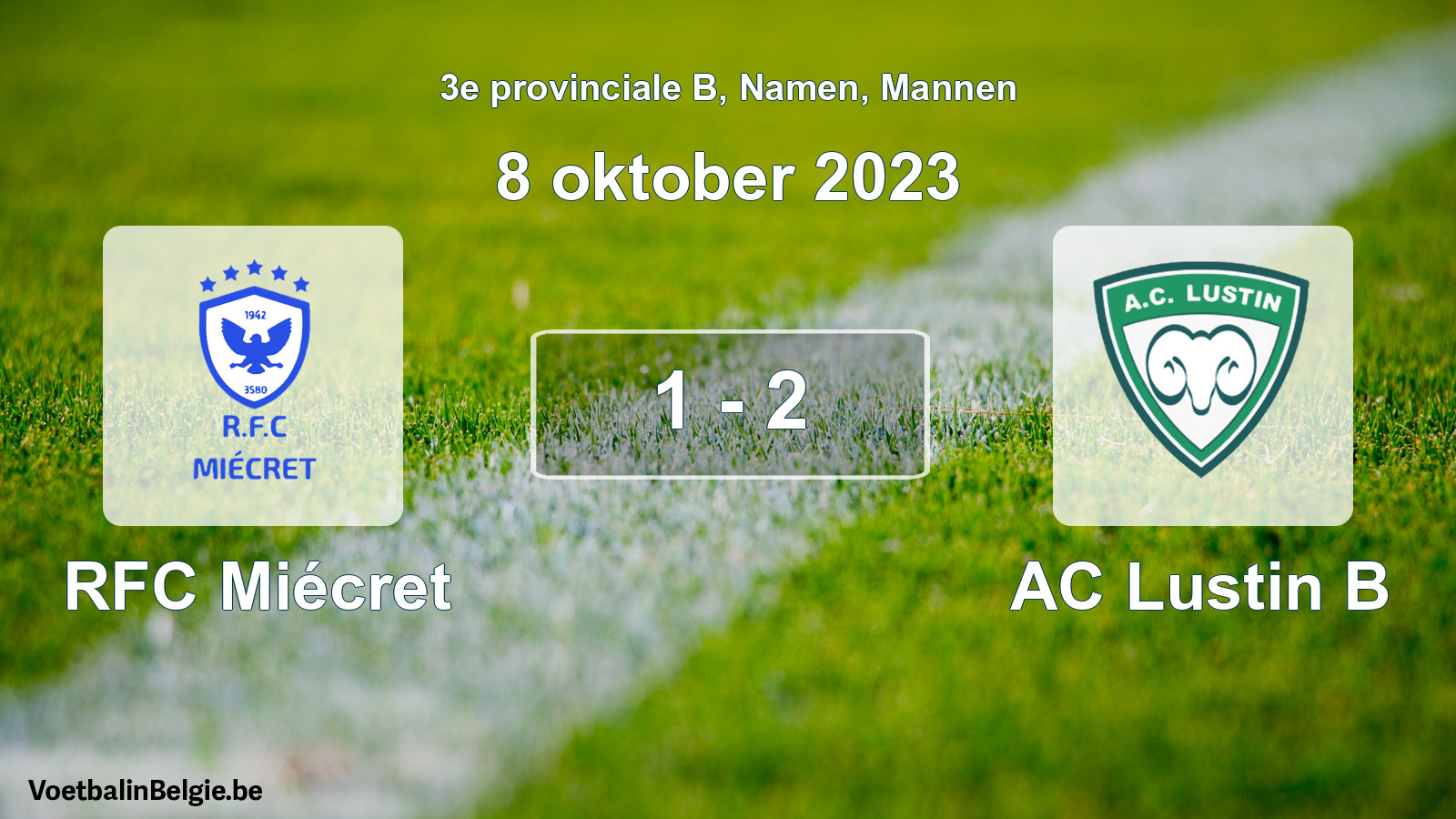 Gespeelde wedstrijd mannenvoetbal: RFC Miécret - AC Lustin B 1 - 2 (8 oktober 2023)