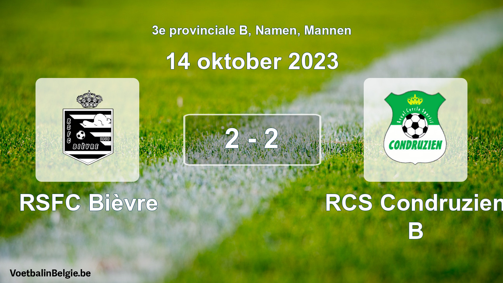 Match joué football hommes: RSFC Bièvre - RCS Condruzien B 2 - 2 (14 octobre 2023)