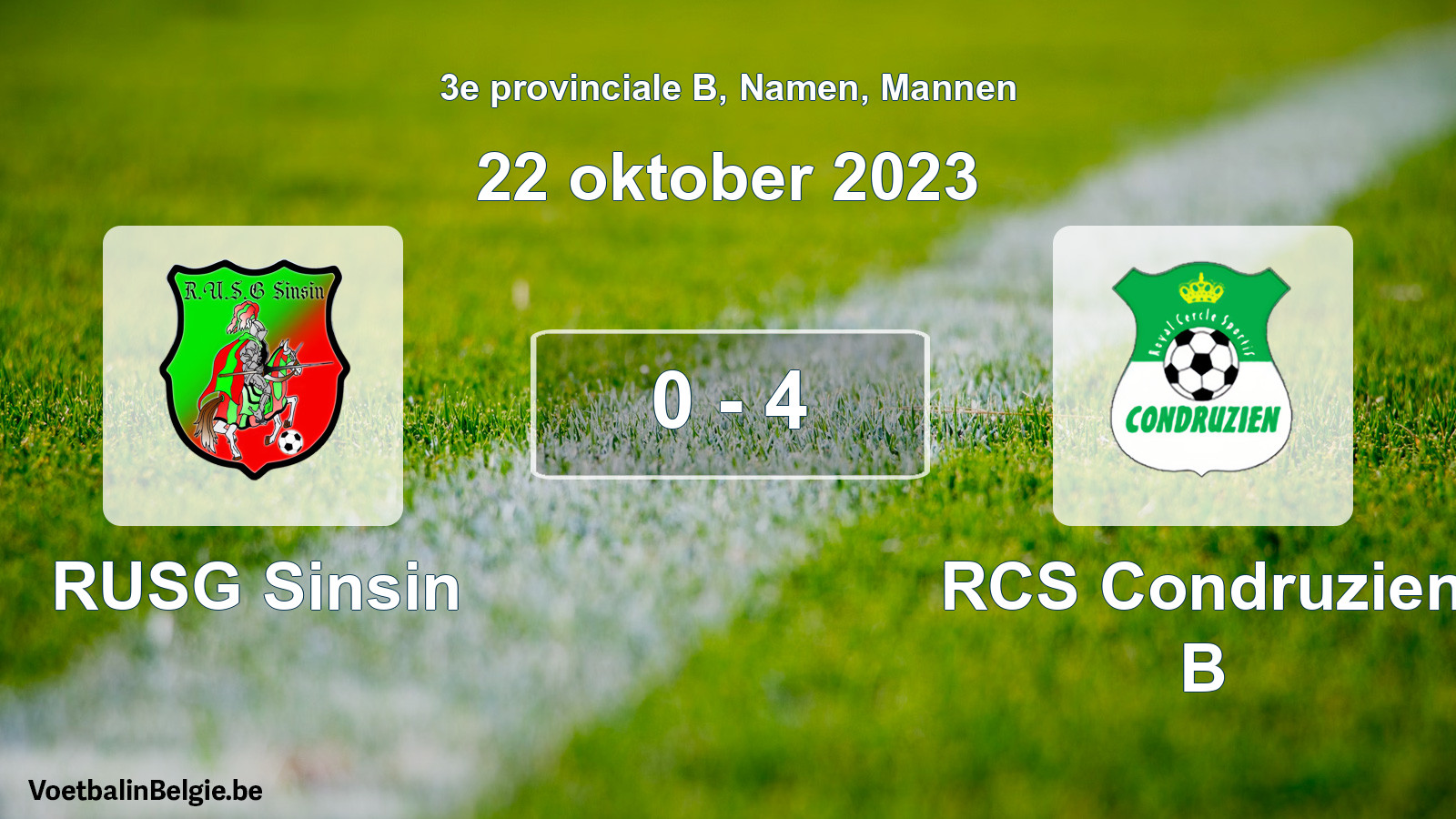 Gespeelde wedstrijd mannenvoetbal: RUSG Sinsin - RCS Condruzien B 0 - 4 (22 oktober 2023)