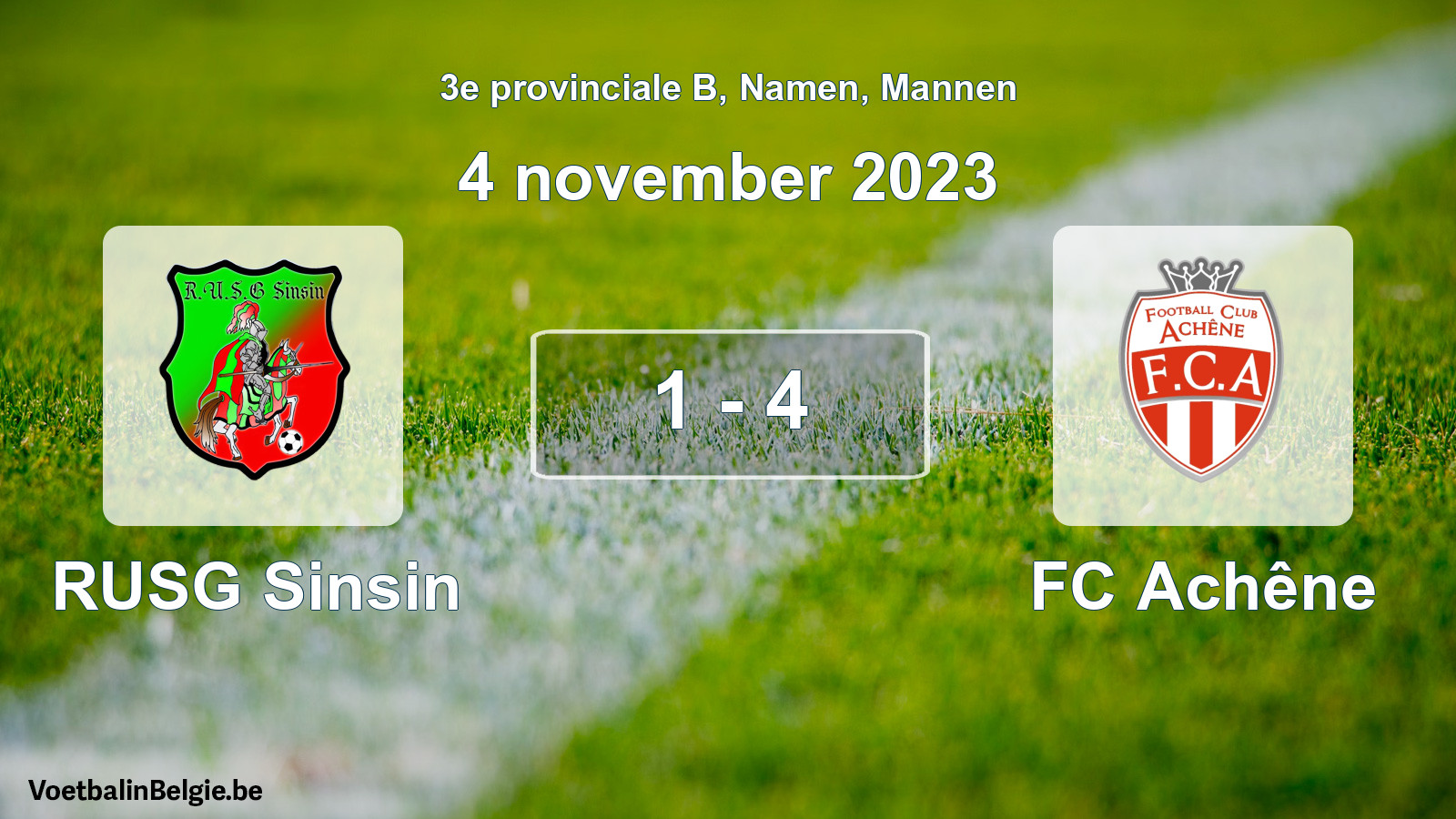 Gespeelde wedstrijd mannenvoetbal: RUSG Sinsin - FC Achêne 1 - 4 (4 november 2023)