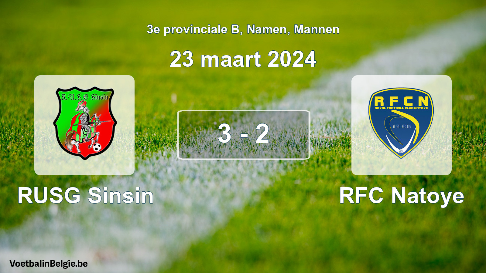 Gespeelde wedstrijd mannenvoetbal: RUSG Sinsin - RFC Natoye 3 - 2 (23 maart 2024)