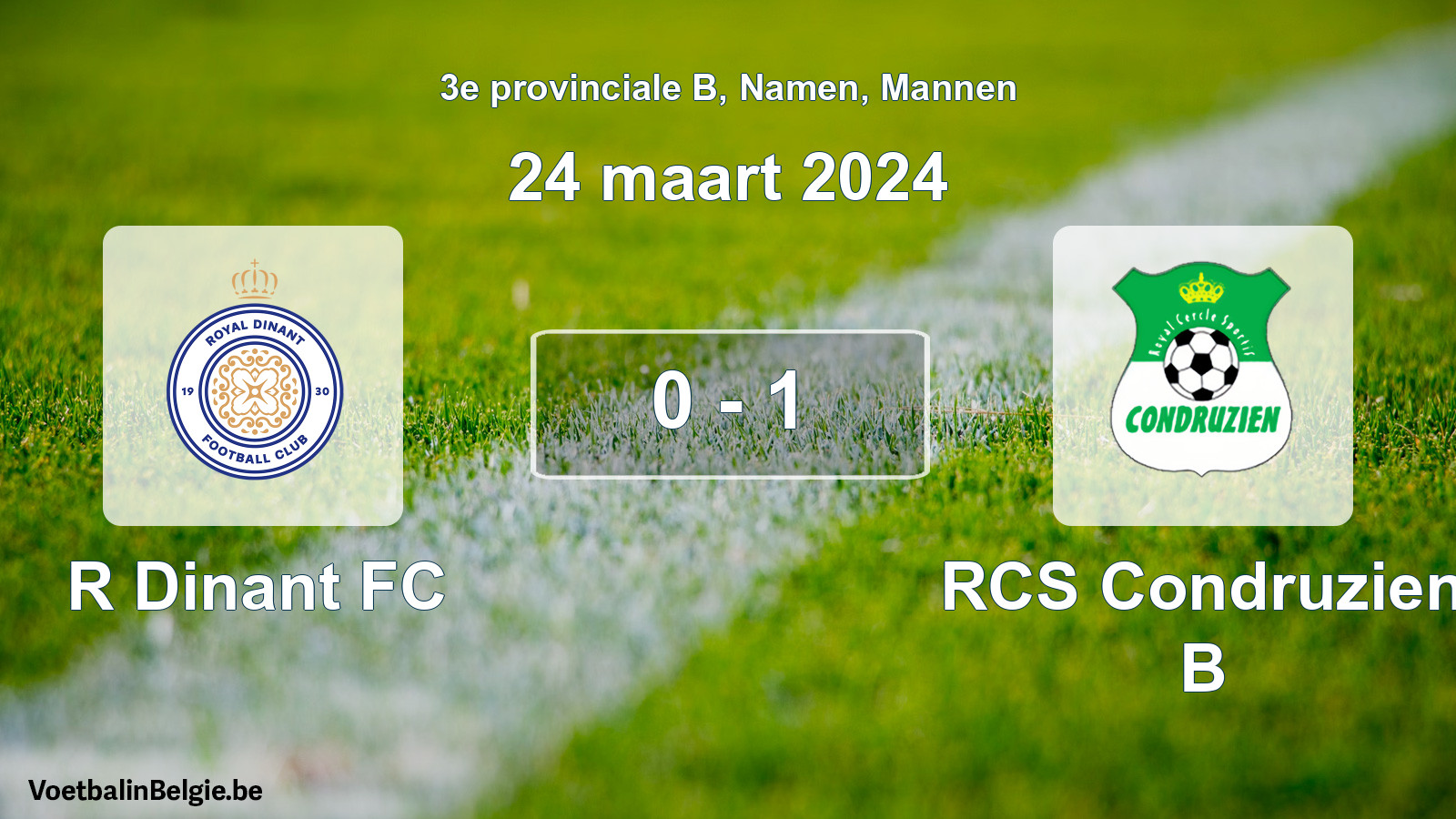 Gespeelde wedstrijd mannenvoetbal: R Dinant FC - RCS Condruzien B 0 - 1 (24 maart 2024)