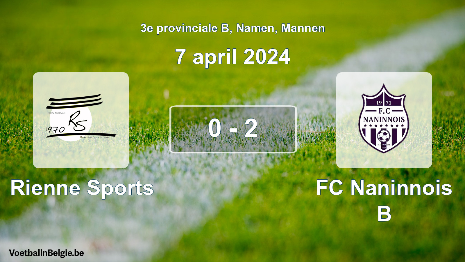 Gespeelde wedstrijd mannenvoetbal: Rienne Sports - FC Naninnois B 0 - 2 (7 april 2024)
