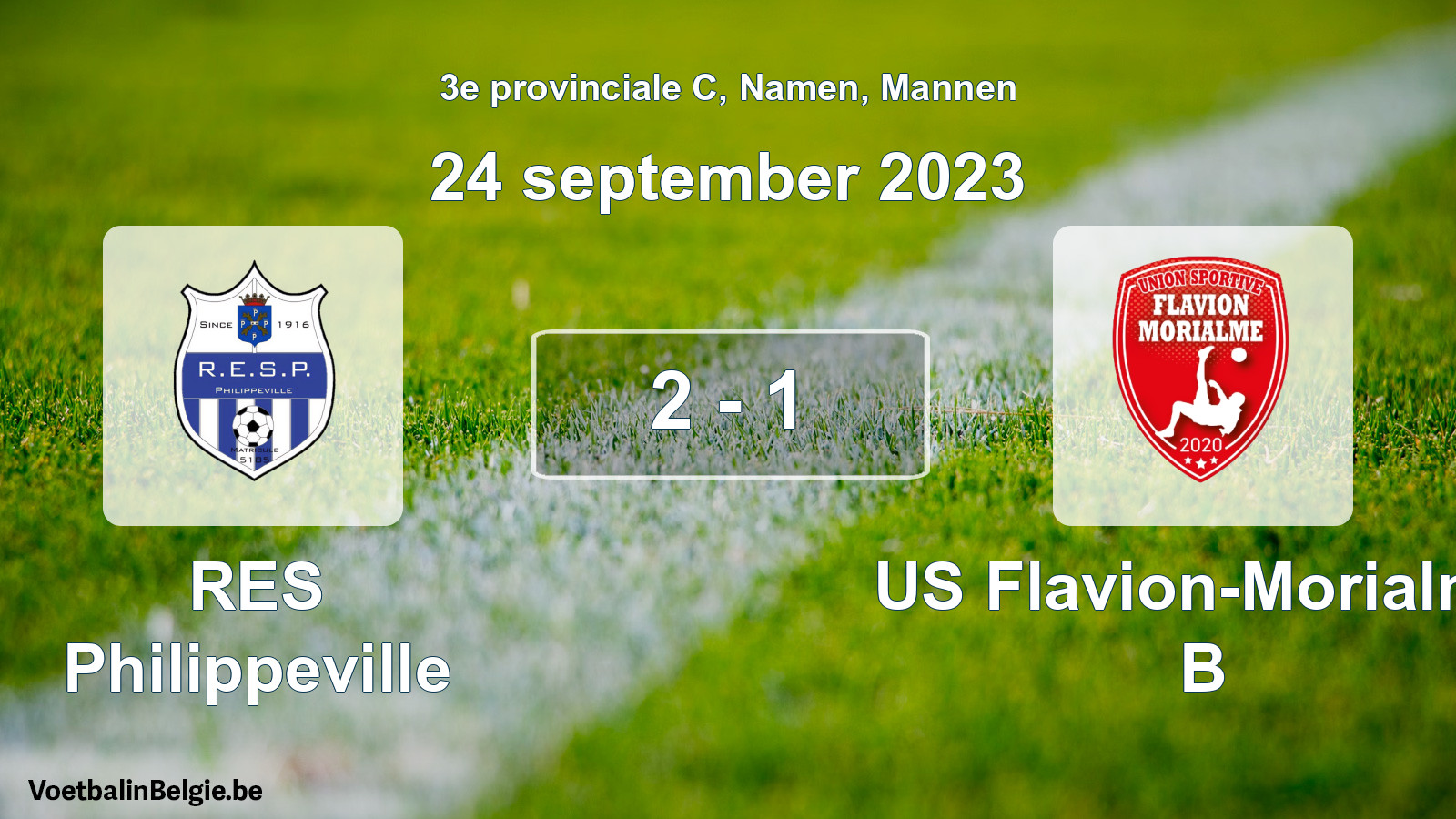 Gespeelde wedstrijd mannenvoetbal: RES Philippeville - US Flavion-Morialmé B 2 - 1 (24 september 2023)