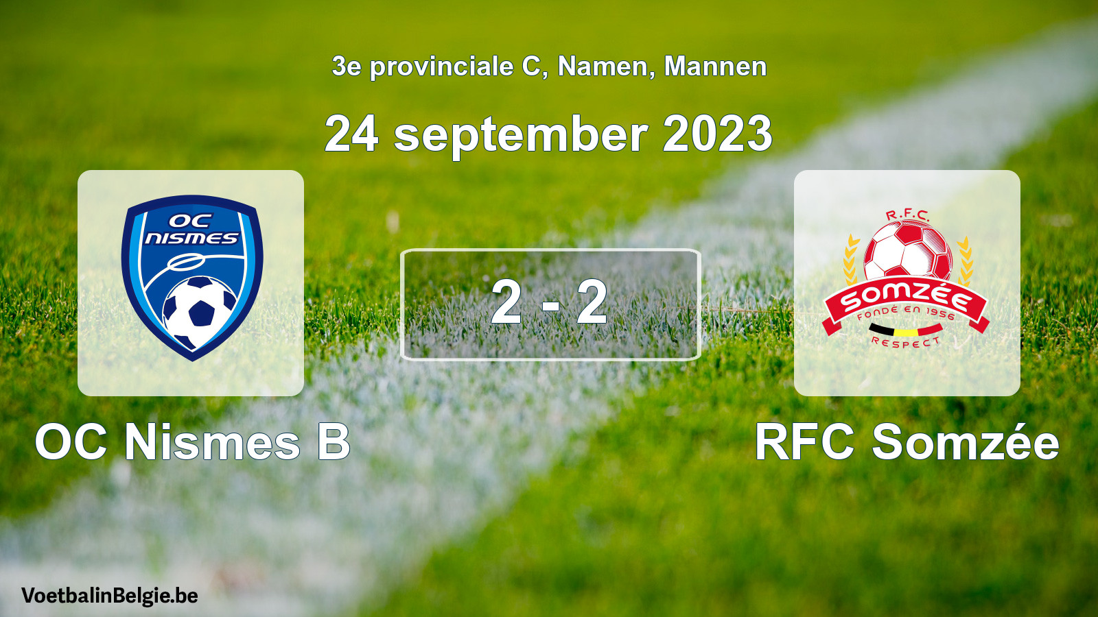 Gespeelde wedstrijd mannenvoetbal: OC Nismes B - RFC Somzée 2 - 2 (24 september 2023)