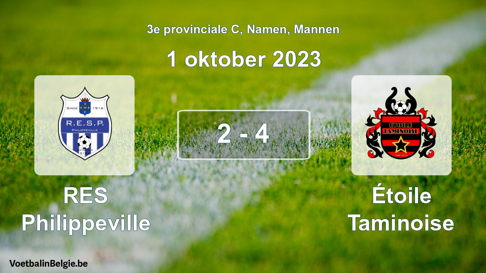 Gespeelde wedstrijd mannenvoetbal: RES Philippeville - Étoile Taminoise 2 - 4 (1 oktober 2023)