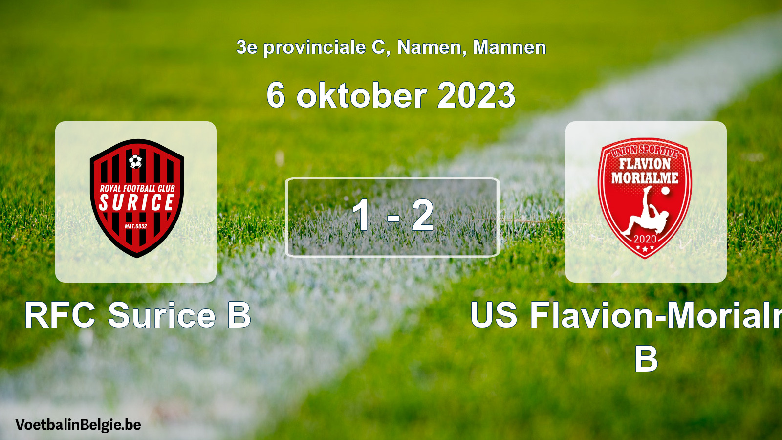 Gespeelde wedstrijd mannenvoetbal: RFC Surice B - US Flavion-Morialmé B 1 - 2 (6 oktober 2023)