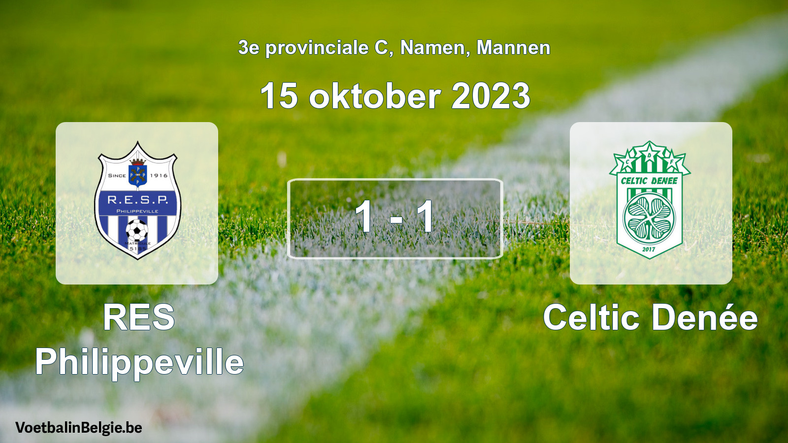 Gespeelde wedstrijd mannenvoetbal: RES Philippeville - Celtic Denée 1 - 1 (15 oktober 2023)