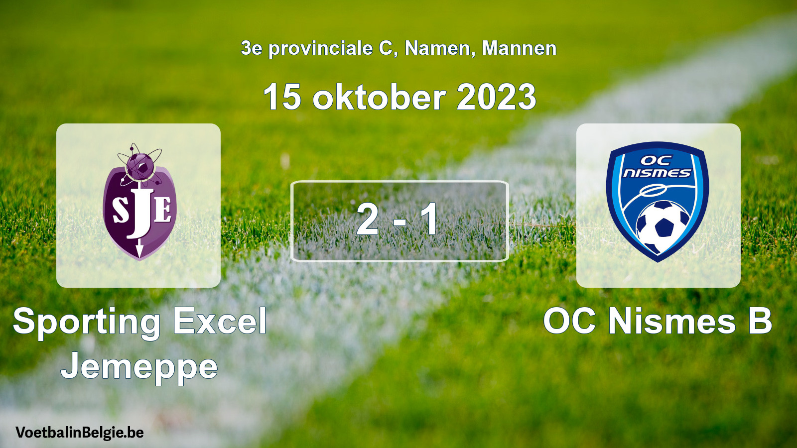 Gespeelde wedstrijd mannenvoetbal: Sporting Excel Jemeppe - OC Nismes B 2 - 1 (15 oktober 2023)