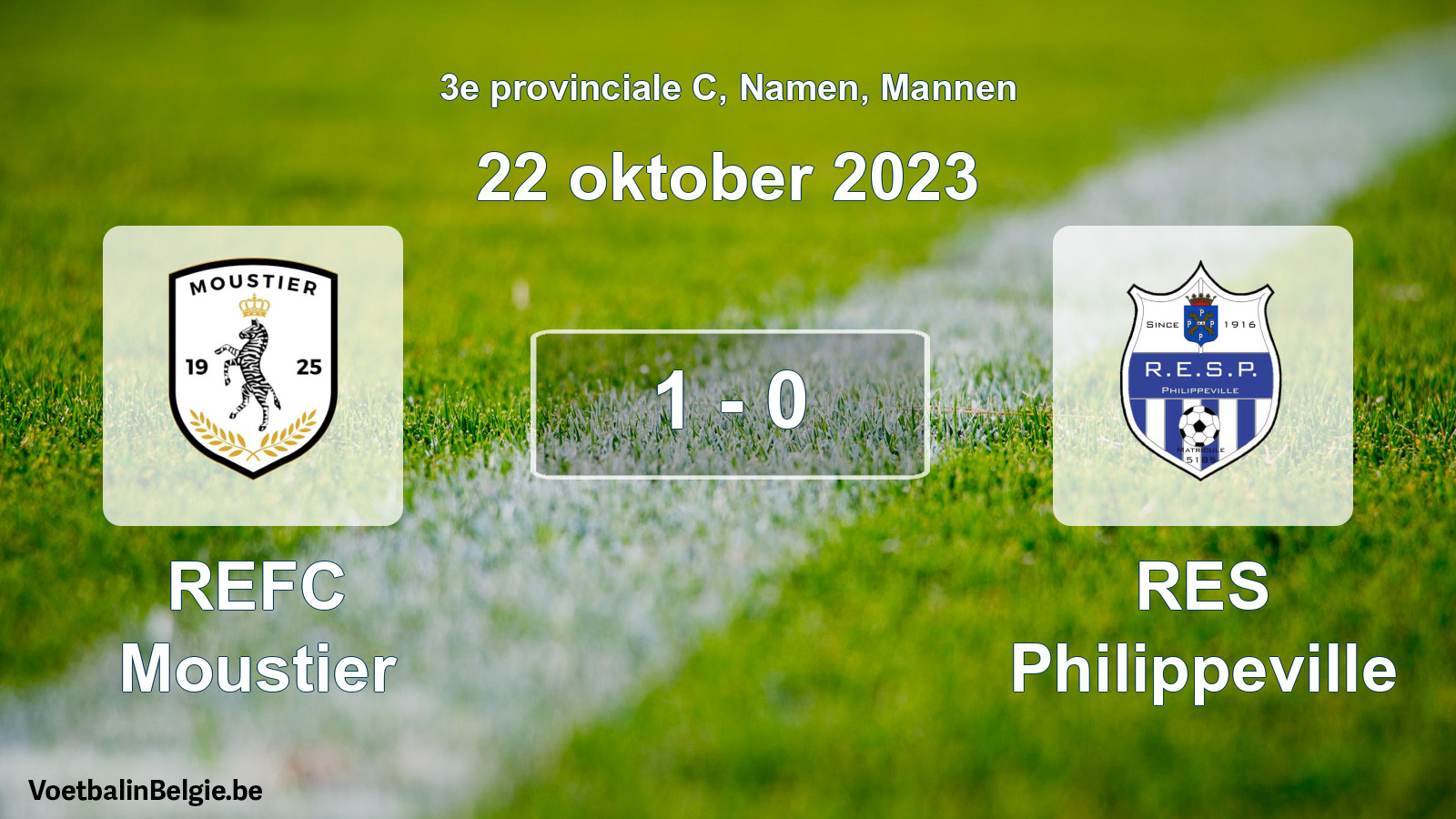 Gespeelde wedstrijd mannenvoetbal: REFC Moustier - RES Philippeville 1 - 0 (22 oktober 2023)