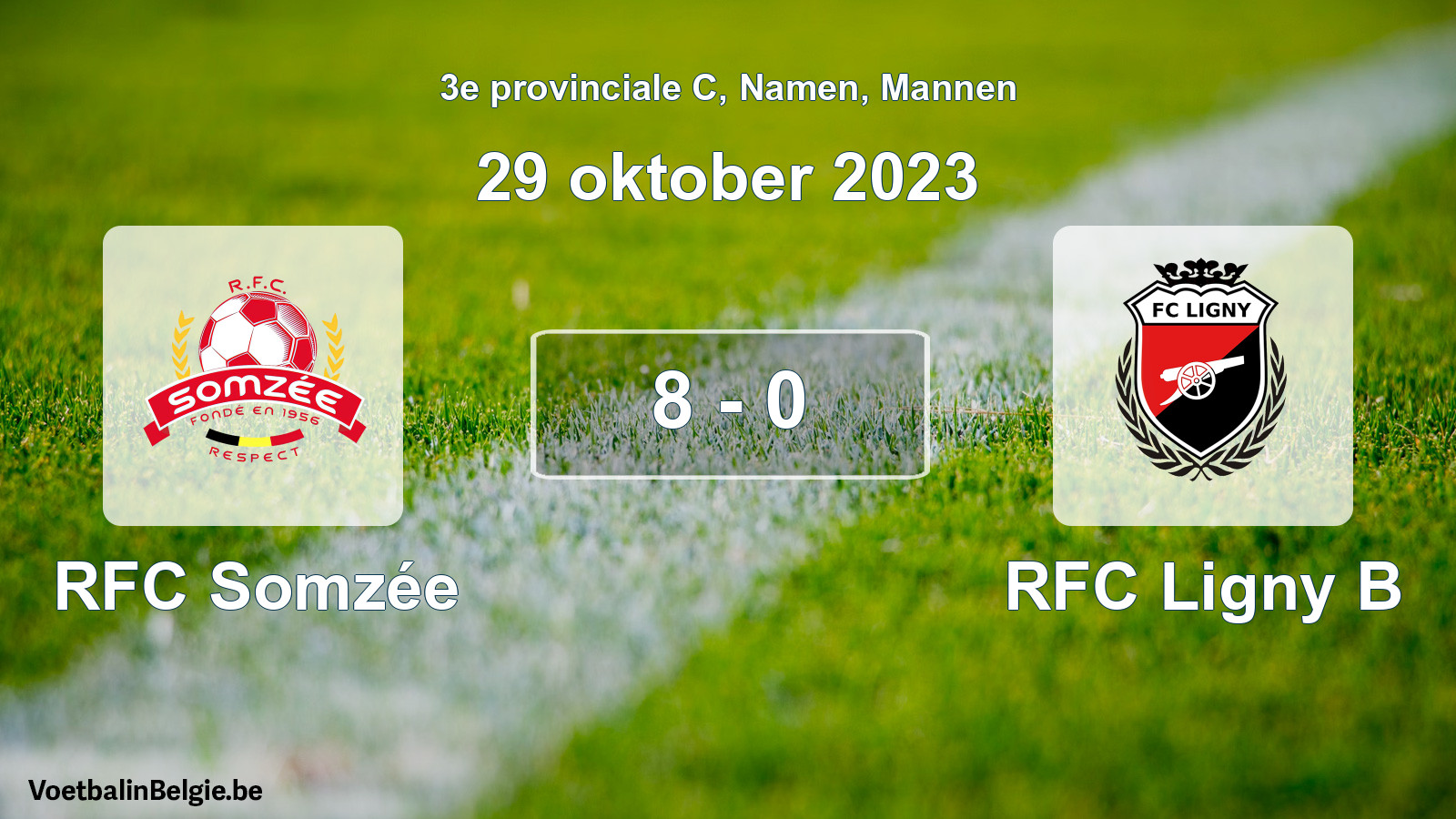 Gespeelde wedstrijd mannenvoetbal: RFC Somzée - RFC Ligny B 8 - 0 (29 oktober 2023)