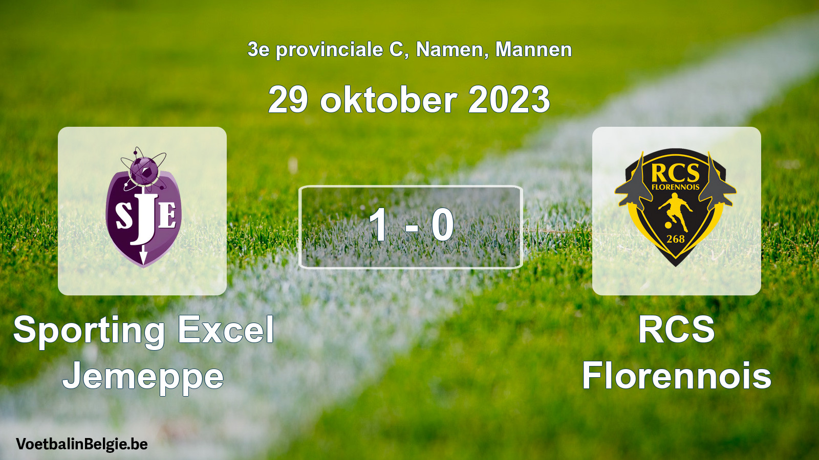 Gespeelde wedstrijd mannenvoetbal: Sporting Excel Jemeppe - RCS Florennois 1 - 0 (29 oktober 2023)