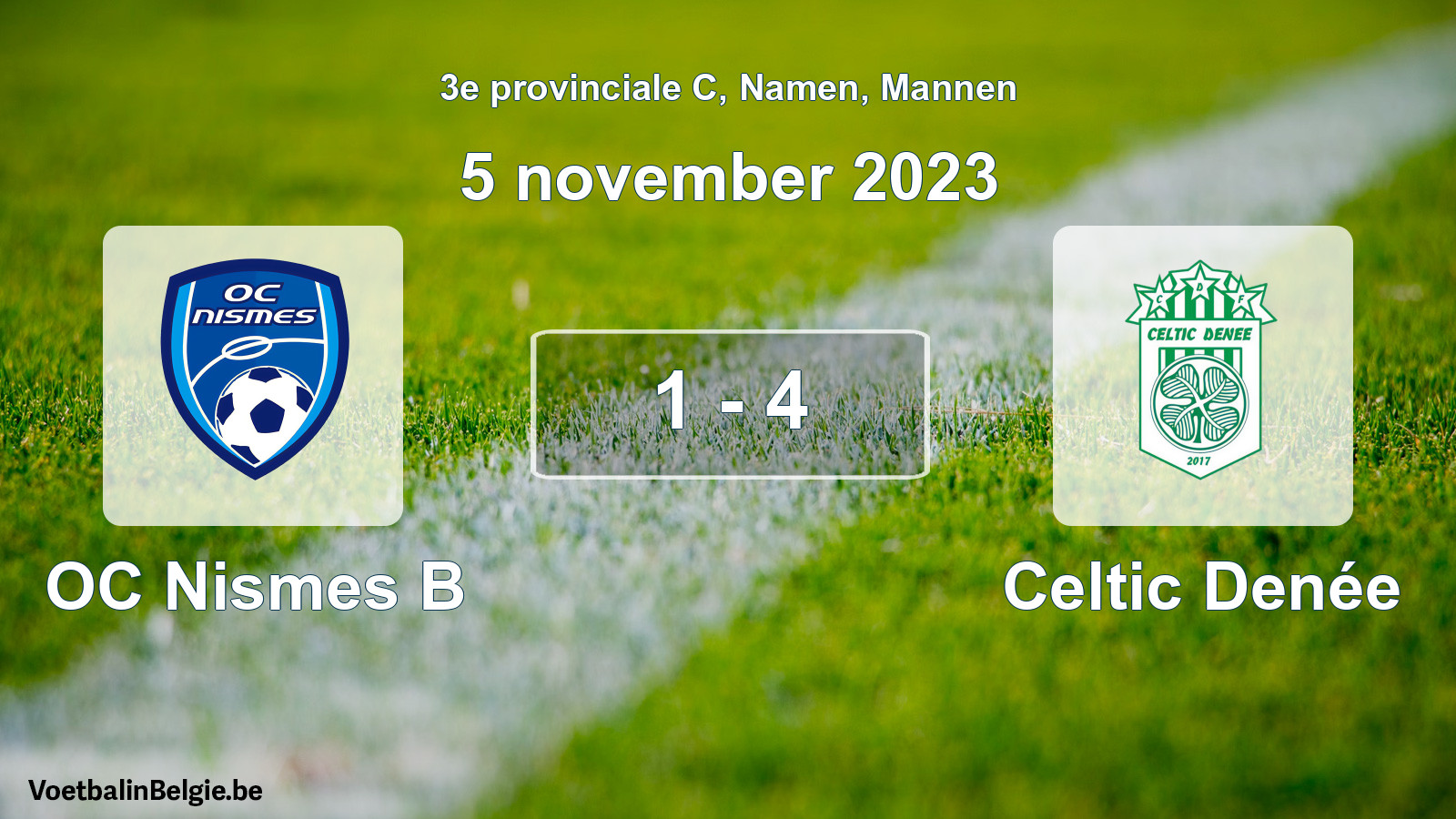 Gespeelde wedstrijd mannenvoetbal: OC Nismes B - Celtic Denée 1 - 4 (5 november 2023)