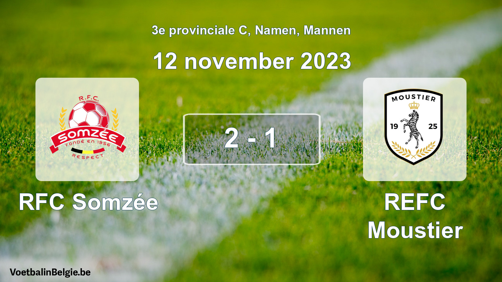 Gespeelde wedstrijd mannenvoetbal: RFC Somzée - REFC Moustier 2 - 1 (12 november 2023)