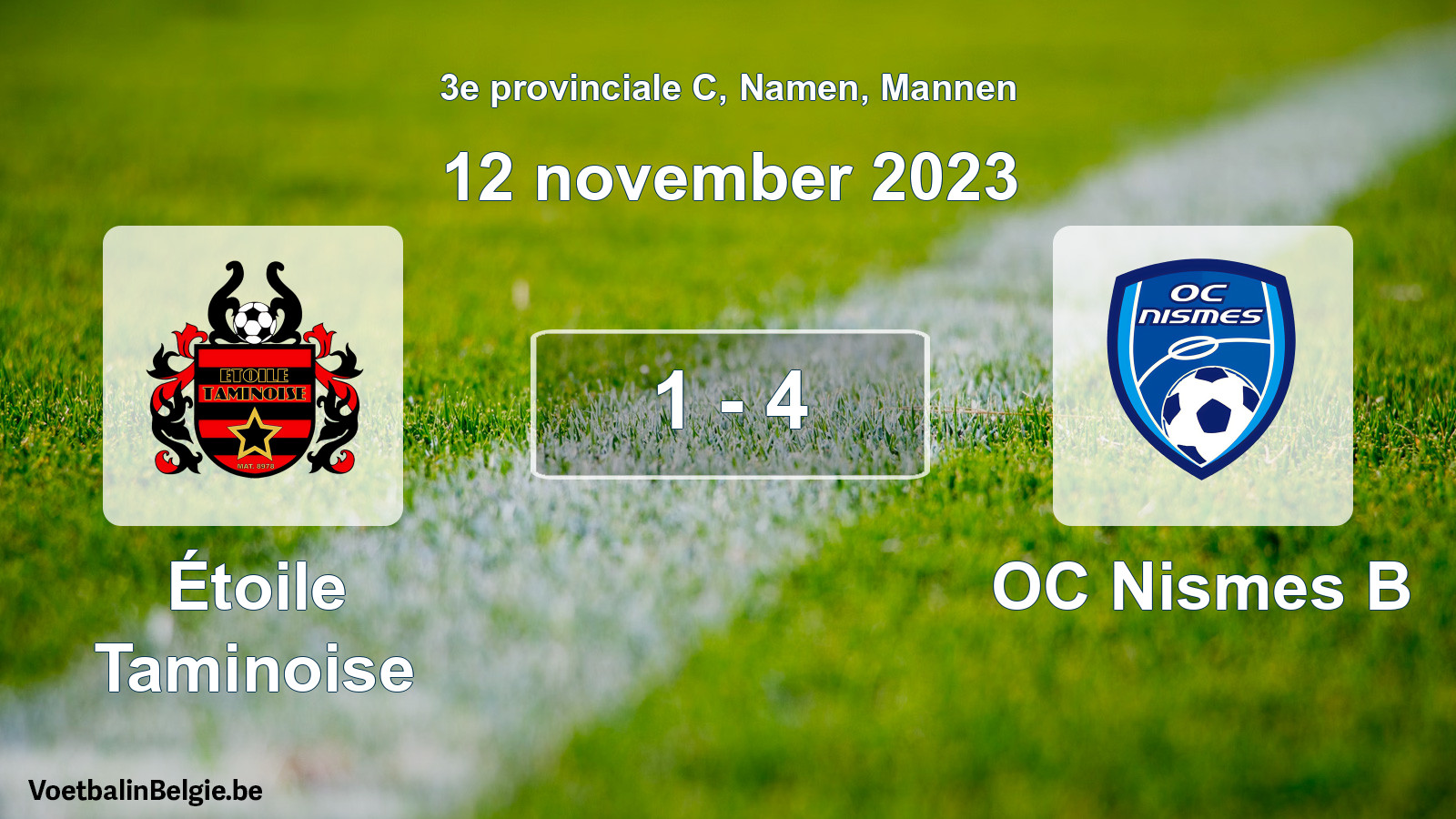 Gespeelde wedstrijd mannenvoetbal: Étoile Taminoise - OC Nismes B 1 - 4 (12 november 2023)